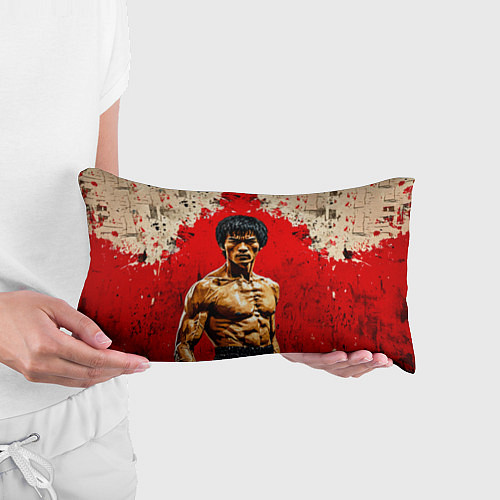 Подушка-антистресс Брюс Ли на красном / 3D-принт – фото 3
