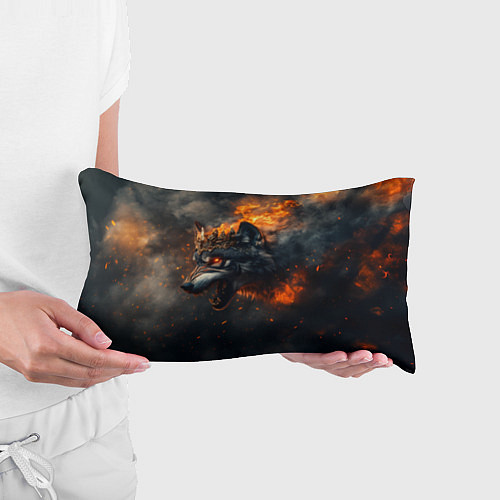 Подушка-антистресс Волк в огне и дыме / 3D-принт – фото 3