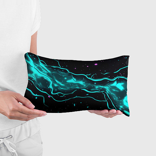 Подушка-антистресс Голубые неоновые волны текстура / 3D-принт – фото 3