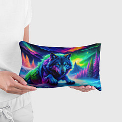 Подушка-антистресс Большой волк одинокий охотник - неоновые цвета, цвет: 3D-принт — фото 2