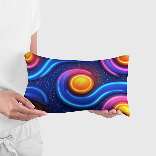 Подушка-антистресс Оранжевый круг и голубые линии текстура / 3D-принт – фото 3