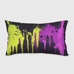 Подушка-антистресс Желтая и фиолетовая краска на черном, цвет: 3D-принт