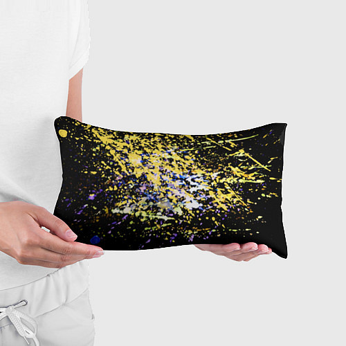 Подушка-антистресс Желто синяя краска на черном / 3D-принт – фото 3
