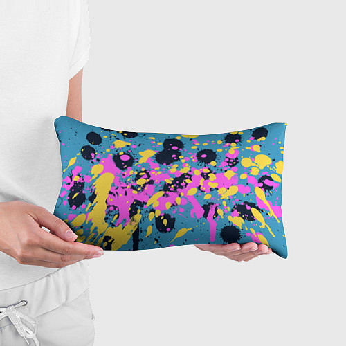 Подушка-антистресс Брызги краски розовой желтой и темно синей / 3D-принт – фото 3