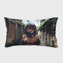 Подушка-антистресс Смуглая девушка в маске, цвет: 3D-принт