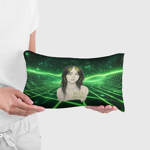 Подушка-антистресс Билли Айлиш нарисована с зелеными волосами / 3D-принт – фото 3