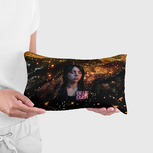 Подушка-антистресс Билли Айлиш с блестками на фоне / 3D-принт – фото 3