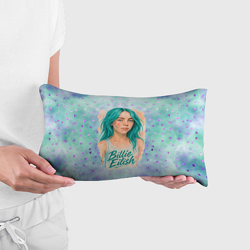 Подушка-антистресс Билли Айлиш бирюзовые волосы / 3D-принт – фото 3