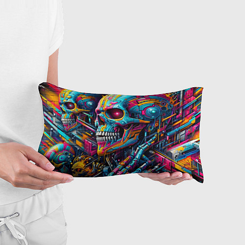Подушка-антистресс Cyber skull - pattern / 3D-принт – фото 3