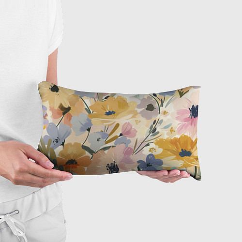 Подушка-антистресс Цветы акварель / 3D-принт – фото 3