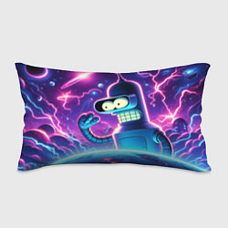 Подушка-антистресс Bender in neon space - cartoon Futurama, цвет: 3D-принт
