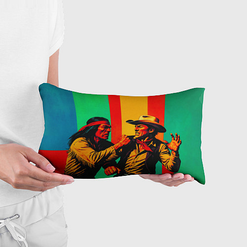 Подушка-антистресс Ковбой против индейца поп-арт / 3D-принт – фото 3