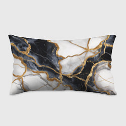 Подушка-антистресс Мрамор белый и черный с золотом, цвет: 3D-принт