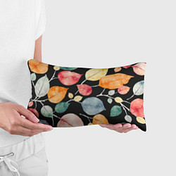 Подушка-антистресс Разноцветные акварельные листья на чёрном, AI, цвет: 3D-принт — фото 2