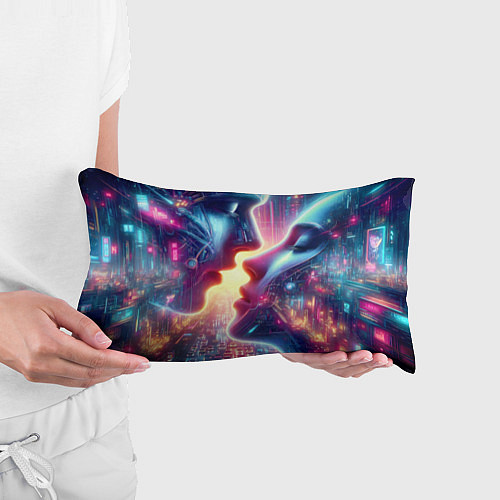 Подушка-антистресс Love in neon metropolis - ai art fantasy / 3D-принт – фото 3
