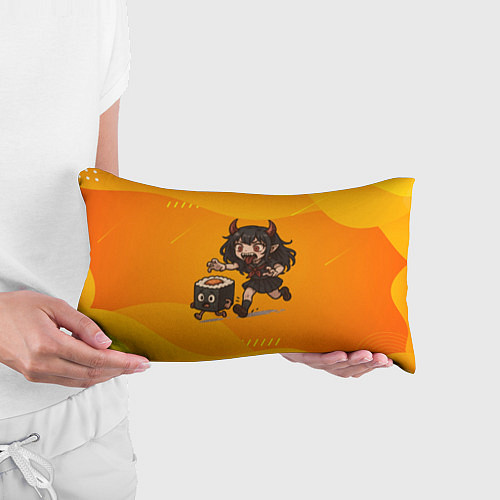 Подушка-антистресс Девочка дьявол бежит за роллом / 3D-принт – фото 3