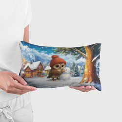 Подушка-антистресс Совушка в шапочке лепит снеговика, цвет: 3D-принт — фото 2