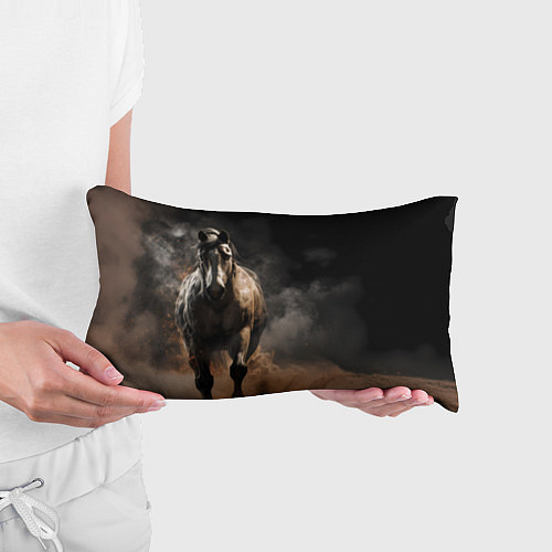 Подушка-антистресс Лошадь на черном фоне / 3D-принт – фото 3