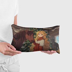 Подушка-антистресс Аниме девочка с лошадкой встречают Новый год, цвет: 3D-принт — фото 2