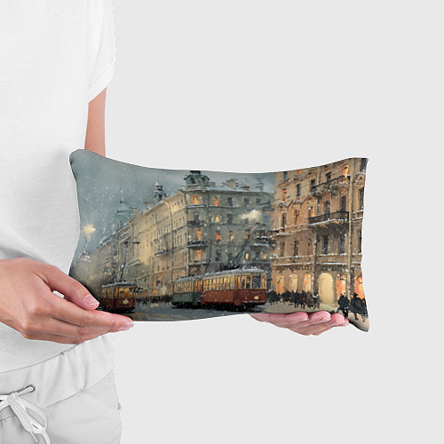 Подушка-антистресс Трамваи в зимнем Санкт-Петербурге / 3D-принт – фото 3