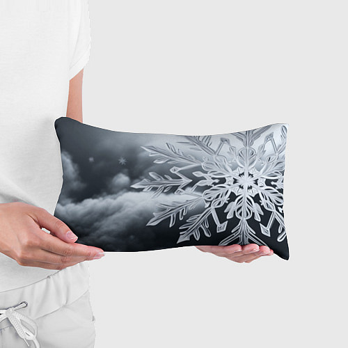 Подушка-антистресс Снежинка на черно белое / 3D-принт – фото 3