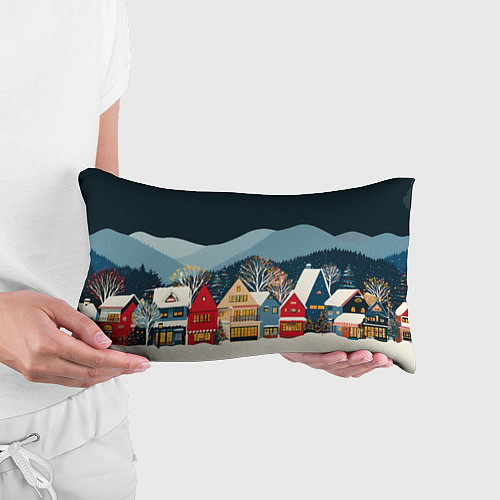 Подушка-антистресс Новогодний городок в горах / 3D-принт – фото 3