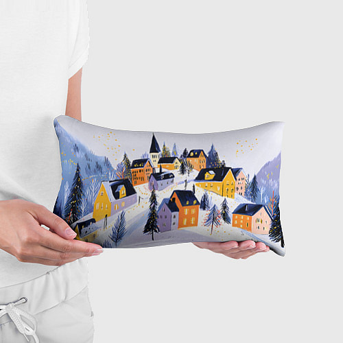 Подушка-антистресс Новогодние домики на горе / 3D-принт – фото 3