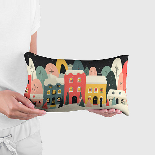 Подушка-антистресс Разноцветные новогодние дома / 3D-принт – фото 3