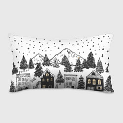 Подушка-антистресс Заснеженный черно-белый город, цвет: 3D-принт
