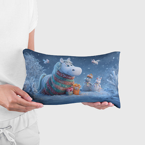 Подушка-антистресс Новогодняя лошадь с подарками / 3D-принт – фото 3
