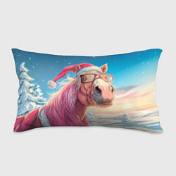 Подушка-антистресс Новогодняя лошадь в очках, цвет: 3D-принт