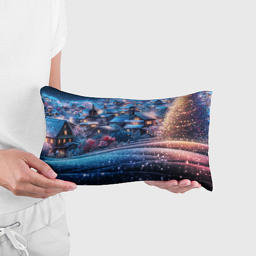 Подушка-антистресс Новогодний двор в блестках / 3D-принт – фото 3