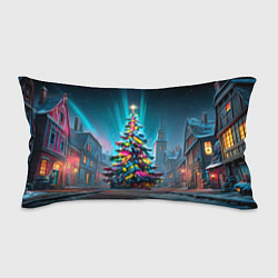Подушка-антистресс Новогодняя елка в гирляндах, цвет: 3D-принт