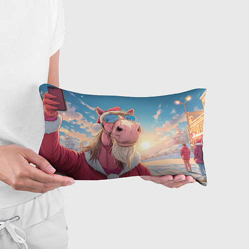 Подушка-антистресс Новогодний конь сэлфи / 3D-принт – фото 3