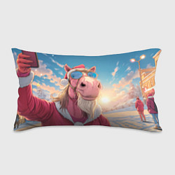 Подушка-антистресс Новогодний конь сэлфи, цвет: 3D-принт