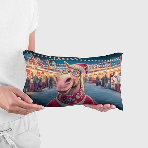 Подушка-антистресс Новогодний конь в очках / 3D-принт – фото 3