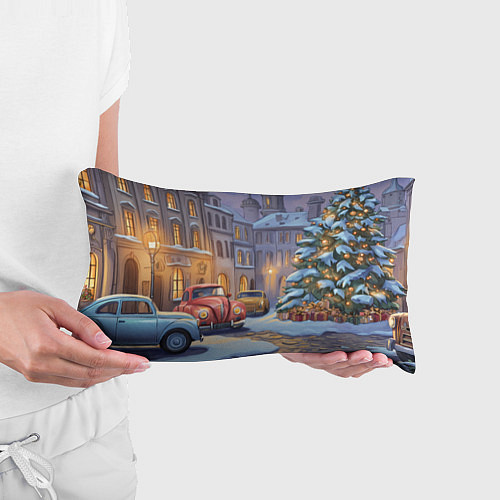 Подушка-антистресс Новогодний снежный двор / 3D-принт – фото 3