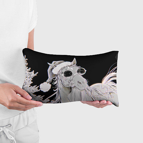 Подушка-антистресс Новогодняя лошадь в круглых очках / 3D-принт – фото 3