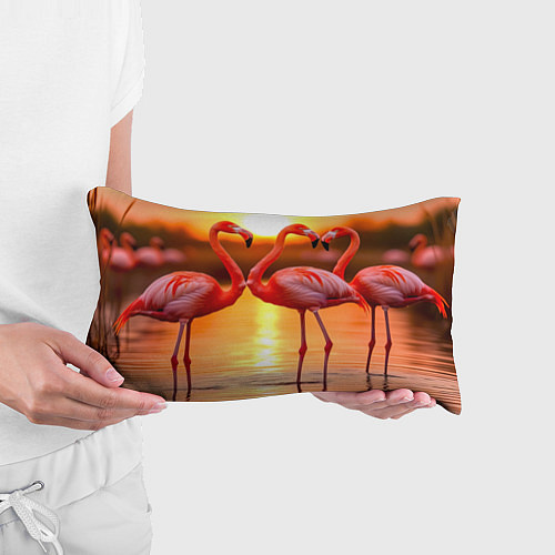 Подушка-антистресс Розовый закат с фламинго / 3D-принт – фото 3