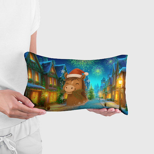 Подушка-антистресс Новогодняя лошадка жует елочные ветки / 3D-принт – фото 3