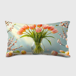Подушка-антистресс Нежно-розовые тюльпаны в лучах весны