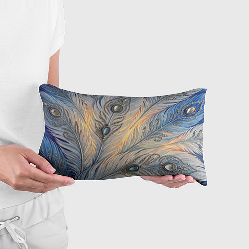 Подушка-антистресс Синие перья с самоцветами / 3D-принт – фото 3