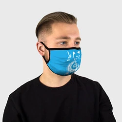 Маска для лица Котик Меломан голубой, цвет: 3D-принт