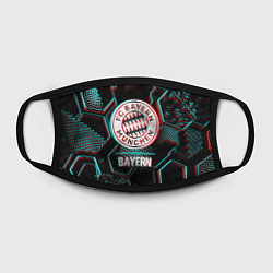 Маска для лица Bayern FC в стиле Glitch на темном фоне, цвет: 3D-принт — фото 2