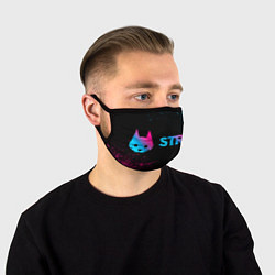 Маска для лица Stray - neon gradient: надпись и символ, цвет: 3D-принт