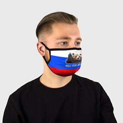 Маска для лица Привет из России - медведь и триколор, цвет: 3D-принт