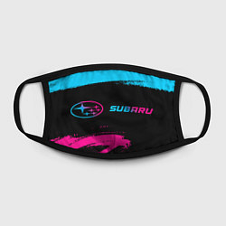 Маска для лица Subaru - neon gradient: надпись и символ, цвет: 3D-принт — фото 2