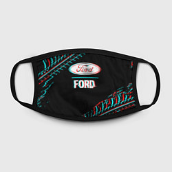 Маска для лица Значок Ford в стиле glitch на темном фоне, цвет: 3D-принт — фото 2