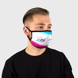 Маска для лица Counter-Strike 2 neon gradient style: надпись и си, цвет: 3D-принт