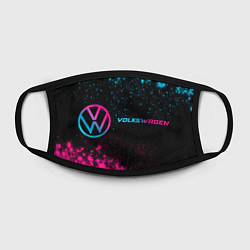 Маска для лица Volkswagen - neon gradient: надпись и символ, цвет: 3D-принт — фото 2